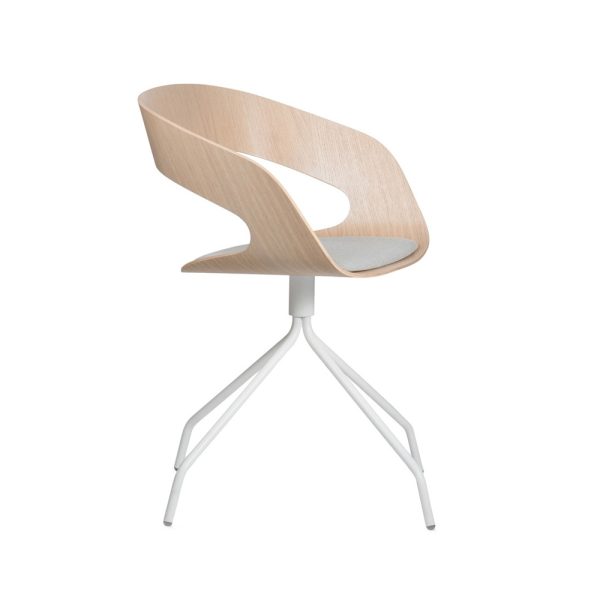 Plycollection Chat swivel istuin bleached oak / jalusta white istuinverhoiltu