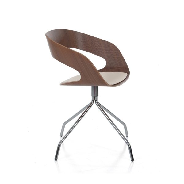 Plycollection Chat swivel istuin walnut / jalusta chromed istuinverhoiltu