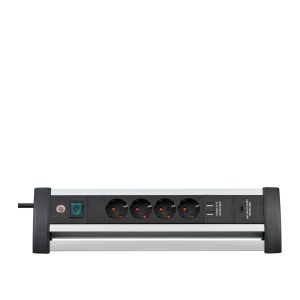 Brennenstuhl Alu-Office-Line extension socket USB/USB-C 4-way jatkojohto työpöydälle