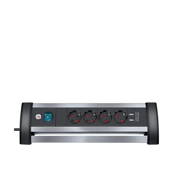 Brennenstuhl Alu-Office-Line extension socket USB 4-way jatkojohto työpöydälle