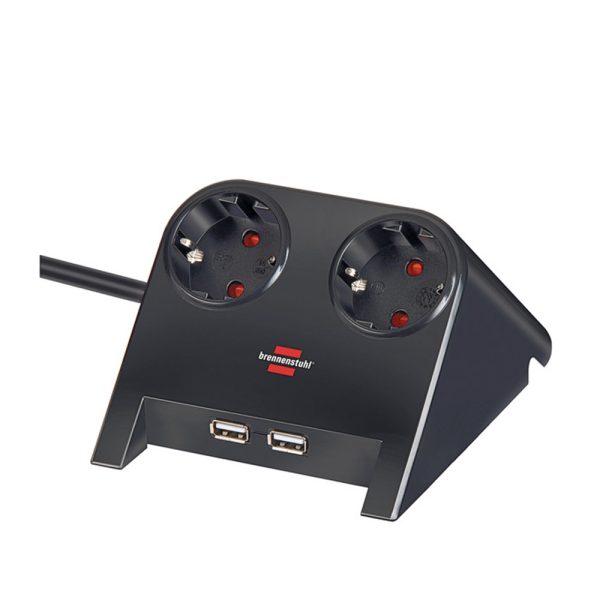 Brennenstuhl Desktop Power USB-2.0 jatkojohto työpöydälle musta
