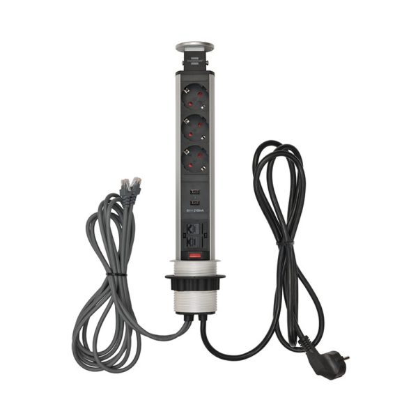 Brennenstuhl Tower Power USB/LAN Desktop Extension Socket tornipistorasia - Image 2