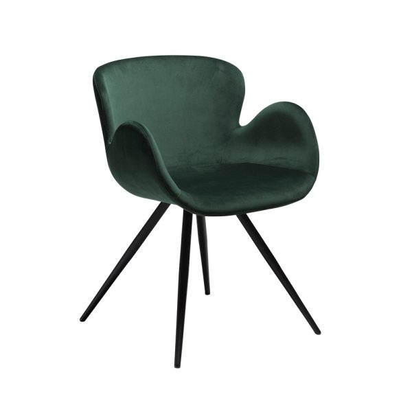 Danform Gaia tuoli Emerald green käsinojallinen samettituoli mustilla jaloilla
