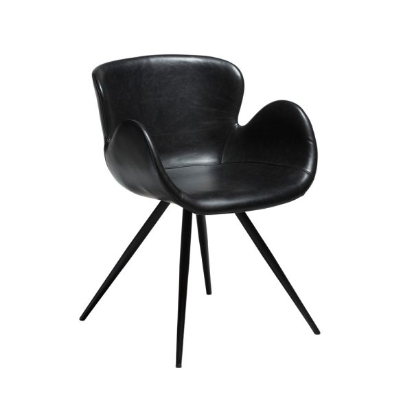 Danform Gaia tuoli vintage black käsinojallinen keinonahkatuoli mustilla jaloilla