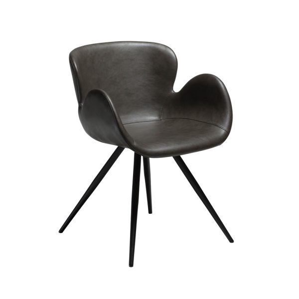 Danform Gaia tuoli vintage grey käsinojallinen keinonahkatuoli mustilla jaloilla