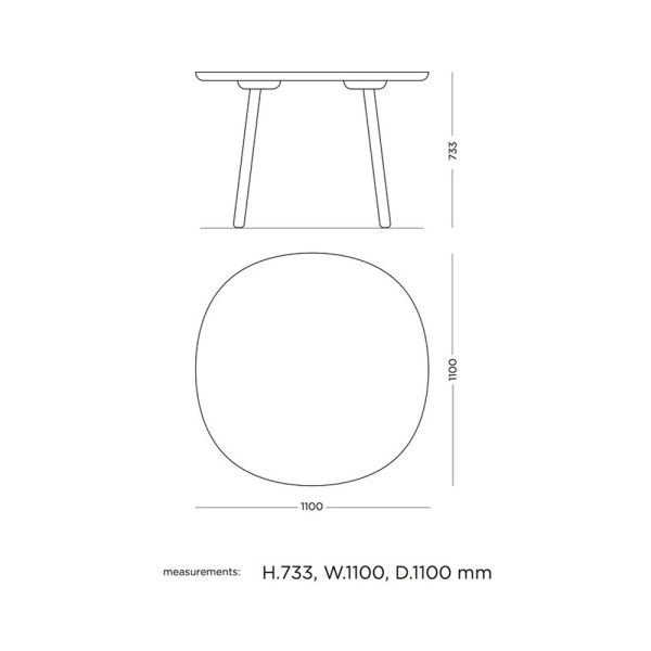 Emko Naive Dining table pyöreä ruokapöytä halkaisija 1100