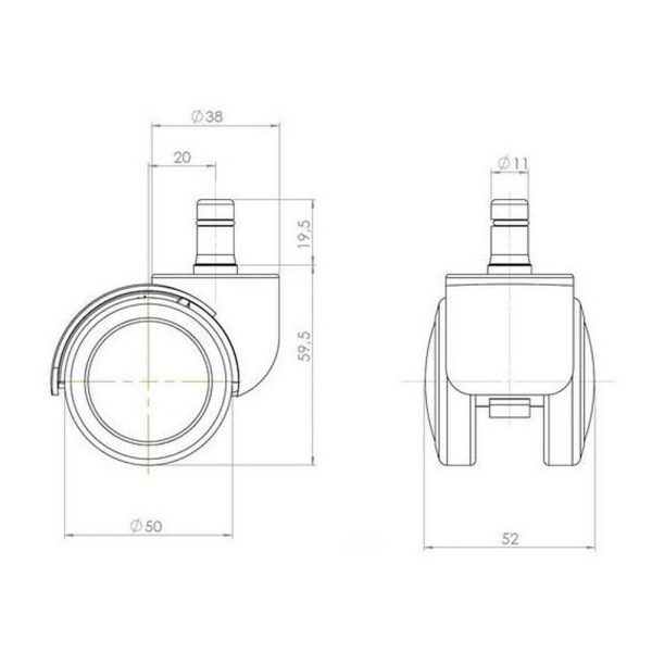 HJH Office Rolo 11 mm / 50 mm työtuolin pyörät (5 kpl) - Image 4