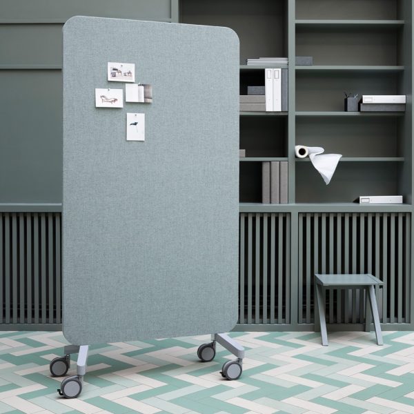 Lintex Mood Fabric Mobile 1000 x 1960 mm siirreltävä akustoiva lasitaulu alumiinijalat - Image 7
