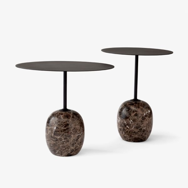 &Tradition Lato LN8 LN9 Warm Black powder coated steel top with Emparador marble base