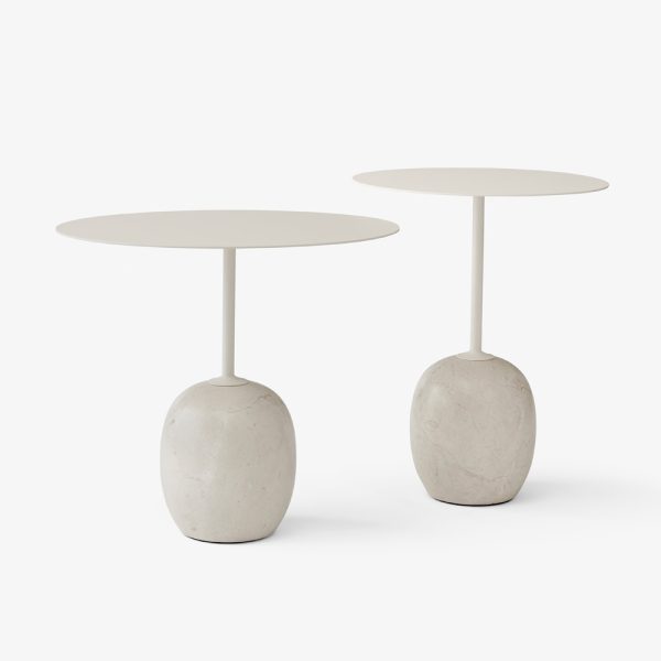 &Tradition Lato LN8 LN9 Ivory White powder coated steel top with Crema Diva marble base