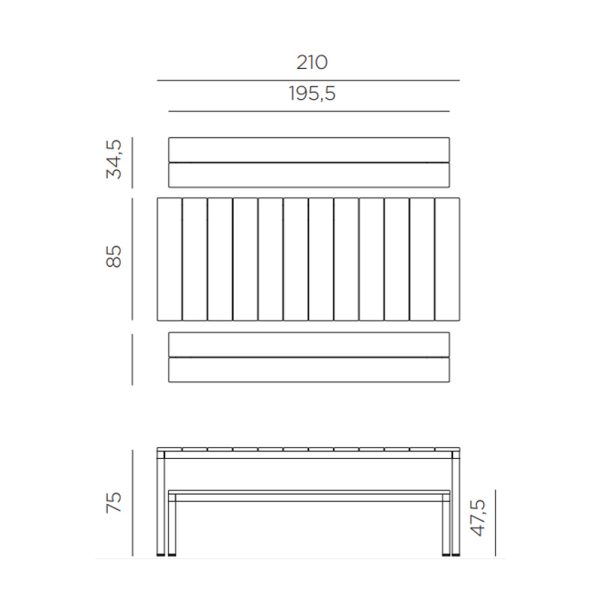 Nardi Set Rio Bench Alu terassipöytäsetti - Image 5