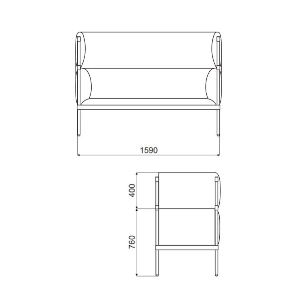 MDD Stilt Sofa High Backed 2-istuttava sohva - Image 9