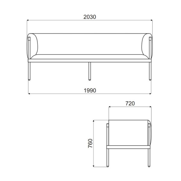 MDD Stilt Sofa Low Backed 3-istuttava sohva - Image 7