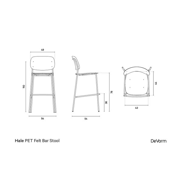 De Vorm Hale PET Felt Bar Stool korkea baarituoli - Image 16