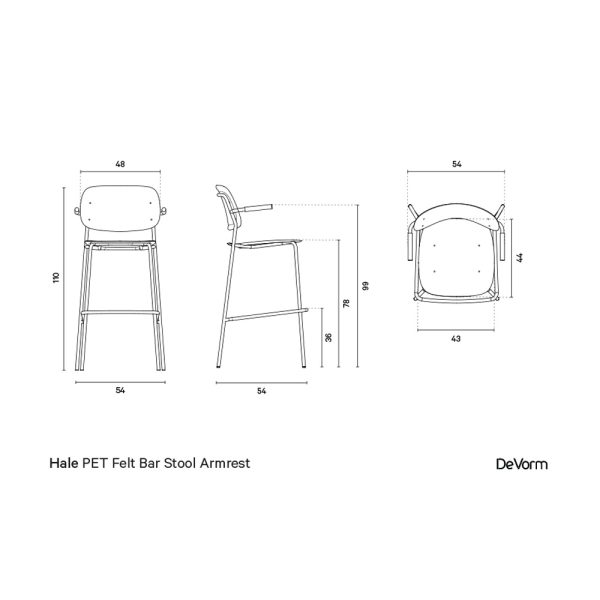 De Vorm Hale PET Felt Bar Stool Armrests istuinverhoiltu korkea baarituoli - Image 14