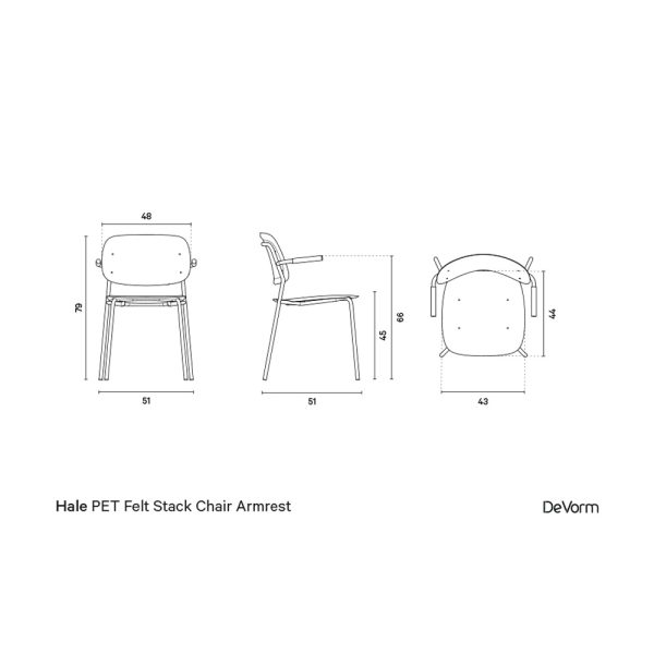 De Vorm Hale PET Felt Stack Chair Armrests istuinverhoiltu tuoli - Image 13