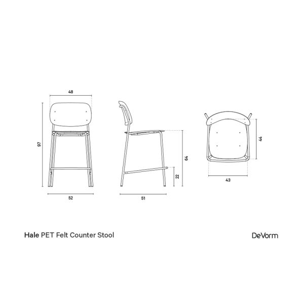 De Vorm Hale PET Felt Counter Stool matala baarituoli - Image 14