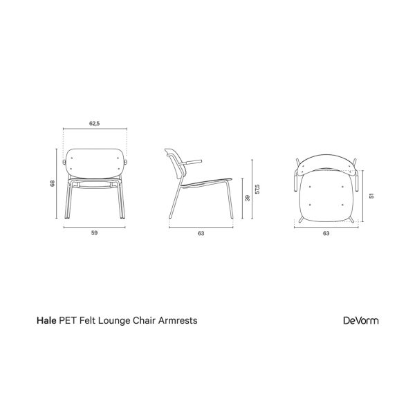 De Vorm Hale PET Felt Lounge Chair Armrests istuinverhoiltu nojatuoli - Image 15
