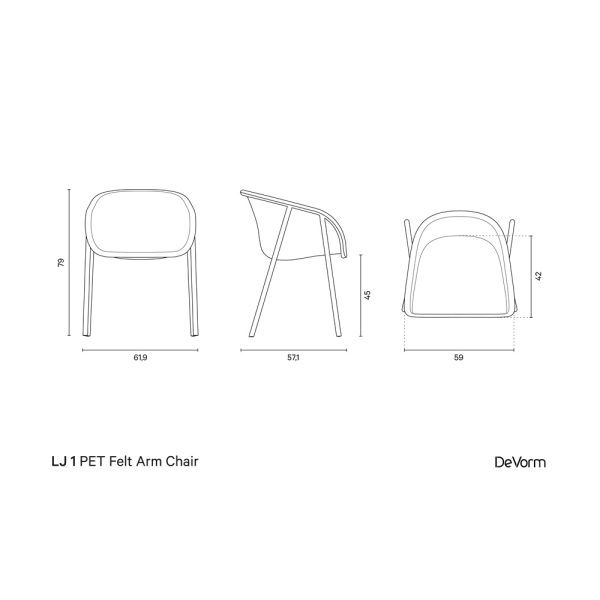 De Vorm LJ 1 PET Felt Armchair istuinverhoiltu tuoli - Image 17