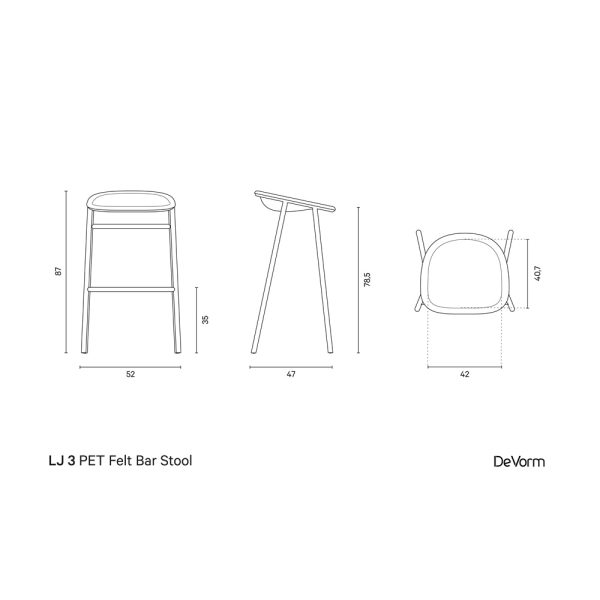 De Vorm LJ 3 PET Felt Bar Stool korkea baarijakkara - Image 14