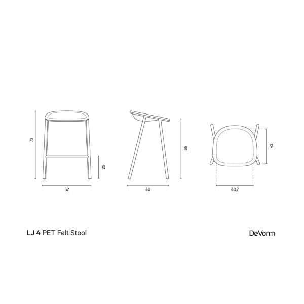 De Vorm LJ 4 PET Felt Counter Stool istuinverhoiltu matala baarijakkara - Image 15