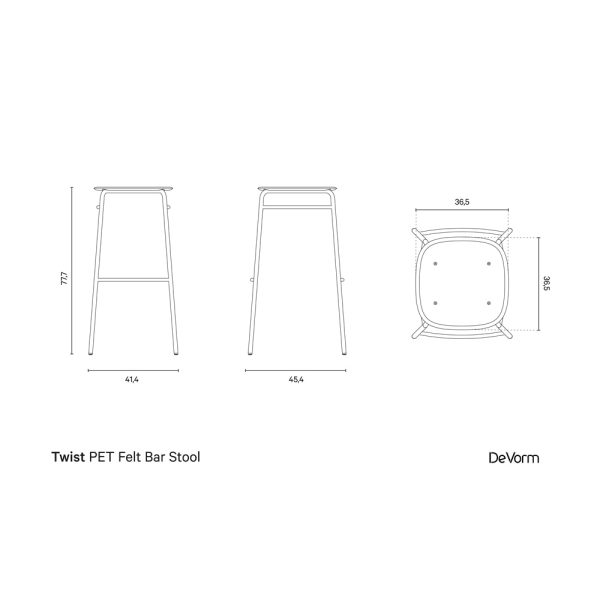 De Vorm Twist PET Felt Bar Stool korkea baarijakkara - Image 14
