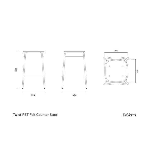 De Vorm Twist PET Felt Counter Stool matala baarijakkara - Image 14