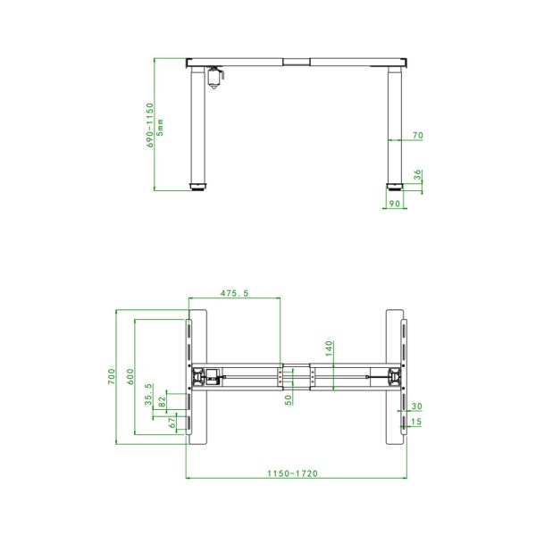 SELECTed Scopic 1SQ-U Light sähköpöydän runko - Image 5