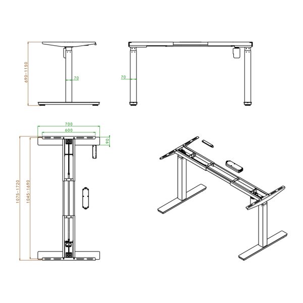 SELECTed Scopic 1SQ-U sähköpöydän runko - Image 5