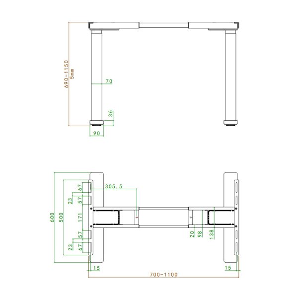 SELECTed Scopic 2SQ-U Light sähköpöydän runko - Image 5