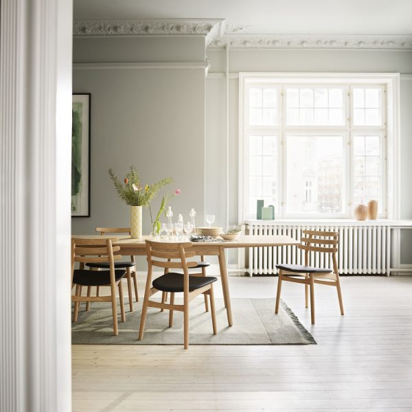 FDB Møbler J48 tuoli lakattu tammi istuinpehmusteella nahka - Image 16