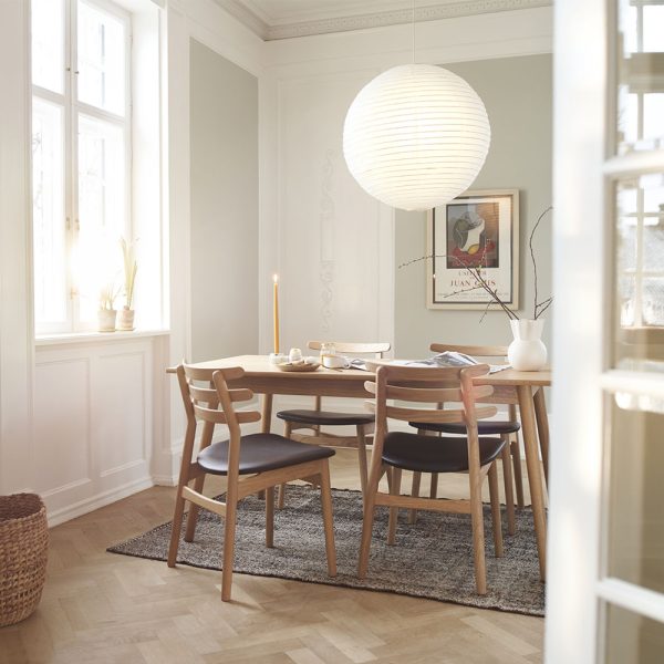 FDB Møbler J48 tuoli lakattu tammi istuinpehmusteella nahka - Image 15