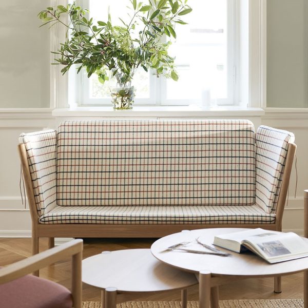 FDB Møbler J148 2-istuttava pinnasohva lakattu tammi kangasverhoilu - Image 10