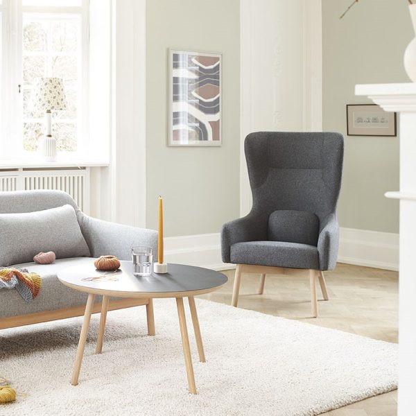 FDB Møbler L35 Gesja nojatuoli lakattu tammi kangasverhoilu - Image 7