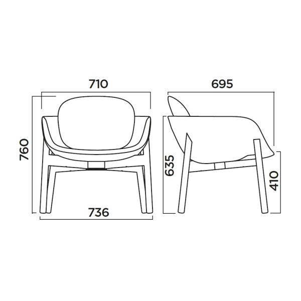 Infiniti Peb Wooden Legs Low Back nojatuoli - Image 7