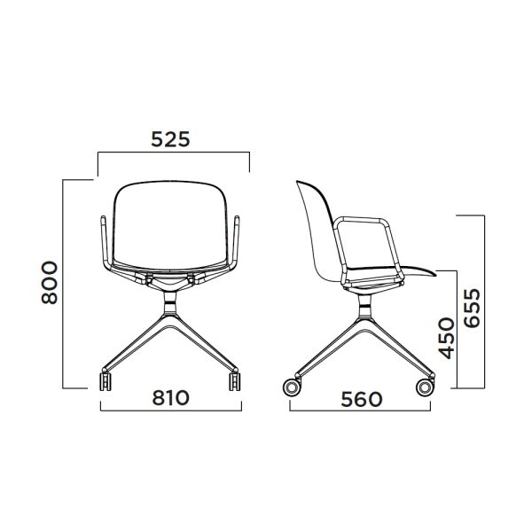 Infiniti Relief Swivel With Castors With Arms neuvottelutuoli - Image 2
