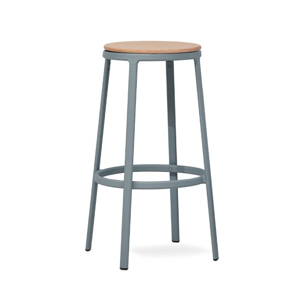 Infiniti Round&Round Bar Stool Wooden Seat Fixed korkea baarijakkara