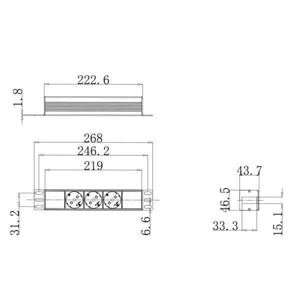 SELECTed Extension Power Socket jatkojohto kaapelikouruun - Image 3